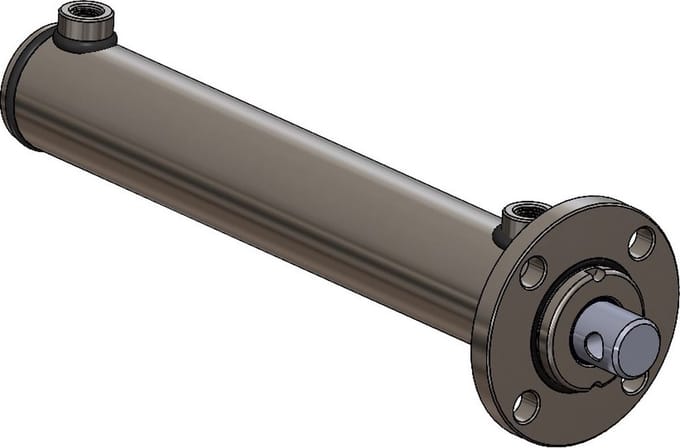 Dubbelwerkende hydraulische cilinder met voorflens80/50/60080/50/600