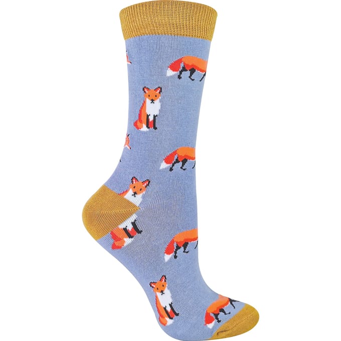 Miss Sparrow - Dames Animal Design BamboeSokken - Fox (Blauw)