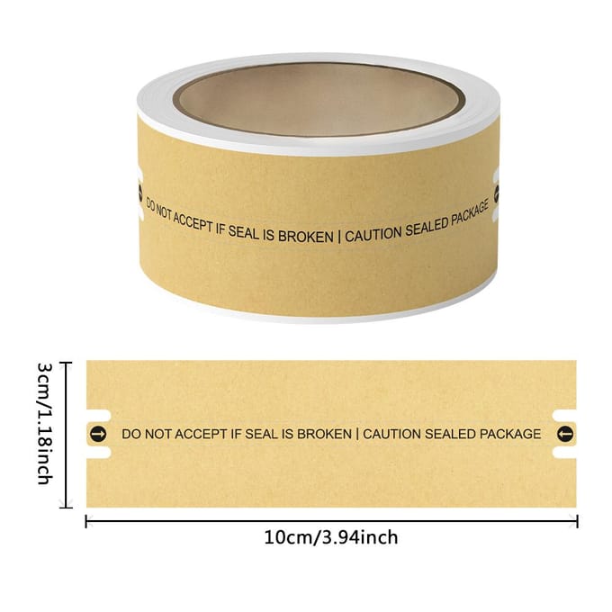 100 Stuks Veiligheidsstickers met Verzegeling voor Pakketten Post Documenten 3 X 10 Cm beige