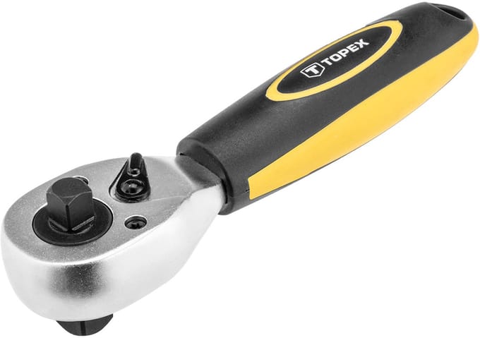 Topex - Dubbele Ratelsleutel - 1/2" x 3/8" - 175 mm - Chroom-Vanadium Staal