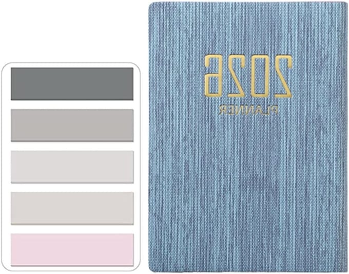 Mini Pocket Diary 2026 met PU Textuur, 128 Pagina's Dagelijkse Planner, A7 Agenda met Morandi Sticky Tabs en Handzaam Formaat voor Efficiënte Planning
