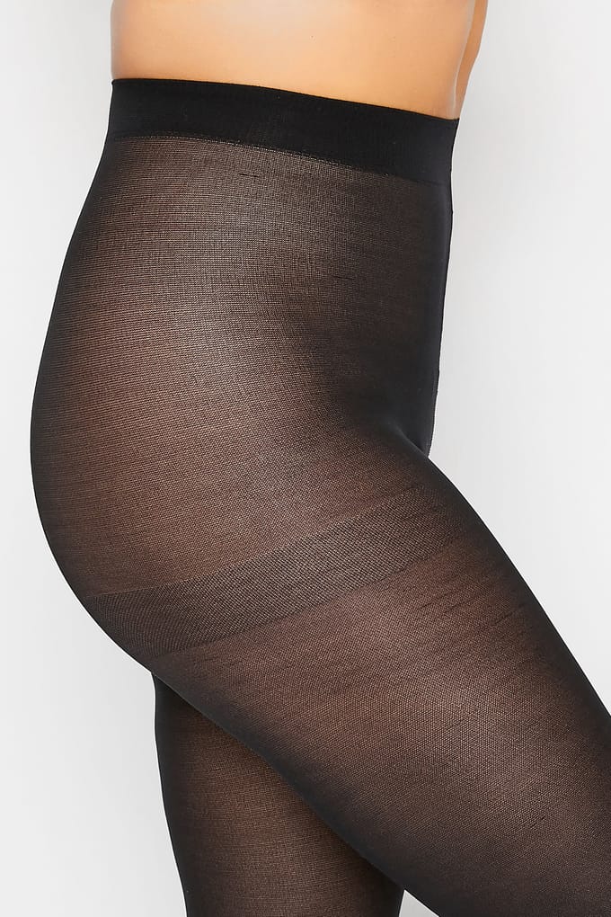 Yours 50 Denier Fluwelen Panty In Zwartsize 44-48