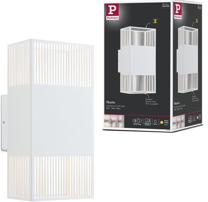 LED-wandlamp Tharin IP44 3000K 120x250 mm 2x3,7W Wit