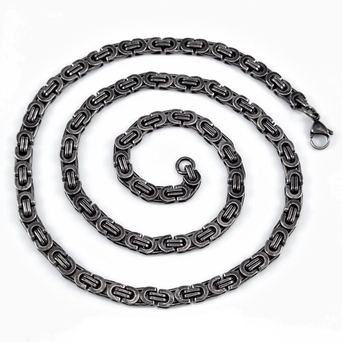 Platte Koningsketting Heren - RVS Verouderde Zilverkleur 6,5 mm x 68 cm