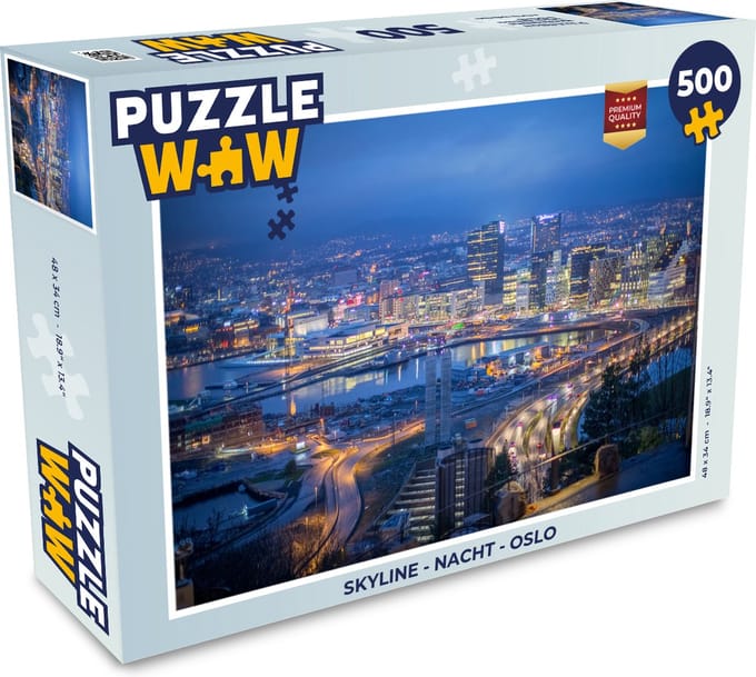 Puzzel Skyline - Nacht - Oslo - Legpuzzel - Puzzel 500 stukjes