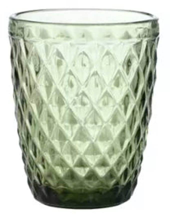 Inspire - Waterglazen - Groen - Ruitpatroon - 240 ml - 6 stuks
