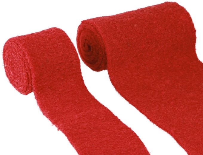 Vilten lint rood wollen lint decoratief lint B7/15cm L1m/1m set van 2