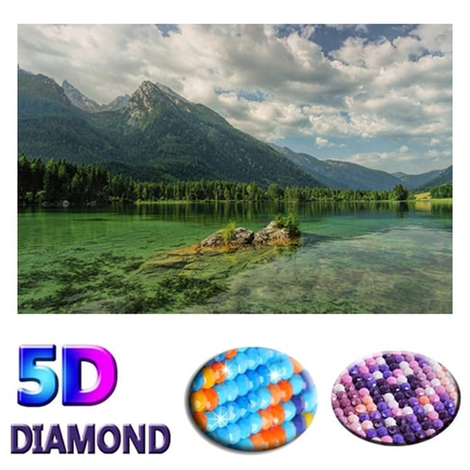 Peinture Diamant 5D Complète Paysage Montagnes et Eaux Broderie Diamant 20X30CM gray