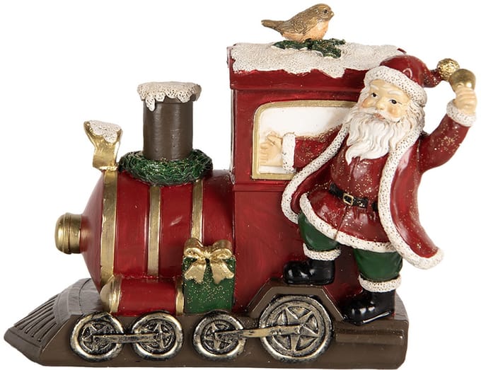 Clayre & Eef Kerstdecoratie Beeld Kerstman 16x10x13 cm Rood Kunststof