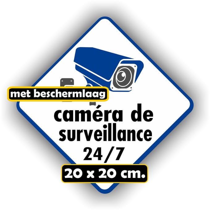 Jerma - Caméra de surveillance - Frans - Sticker - 20 cm - Weerbestendig - Zelfklevend - Krasvrij