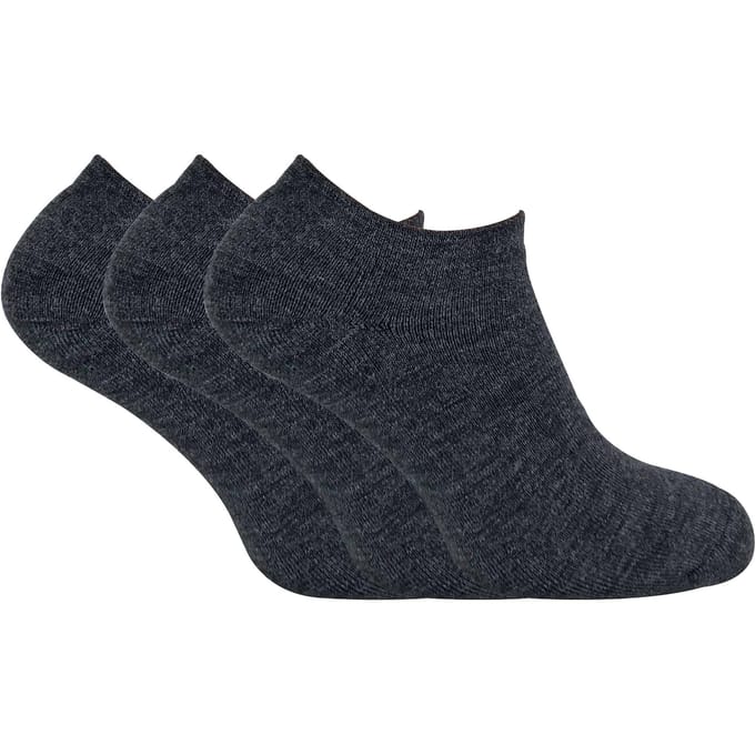 Set van 3 laag uitgesneden thermo sneakersokken voor heren - Houtskool