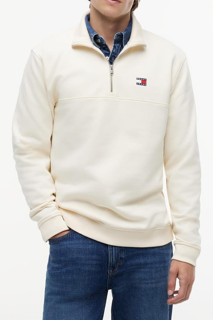Tommy Hilfiger Regular Badge Quarter Zip Calico Größe: S | Pullover Outlet | Herren