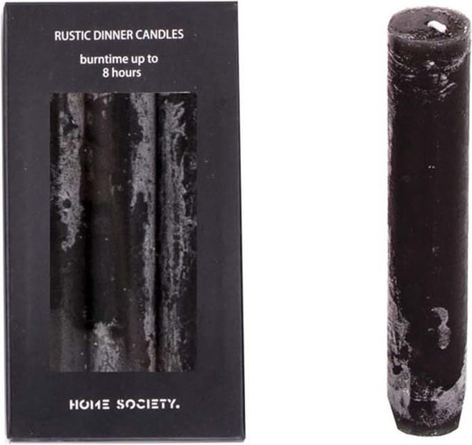 Home Society - Dinerkaarsen - Set/6 - 2.5 x 14 cm - Zwart