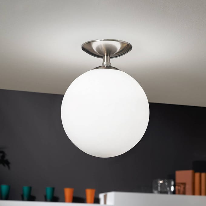 EGLO Rondo - Plafondlamp - 1 Lichts - Ø250mm. - Nikkel-Mat - Wit