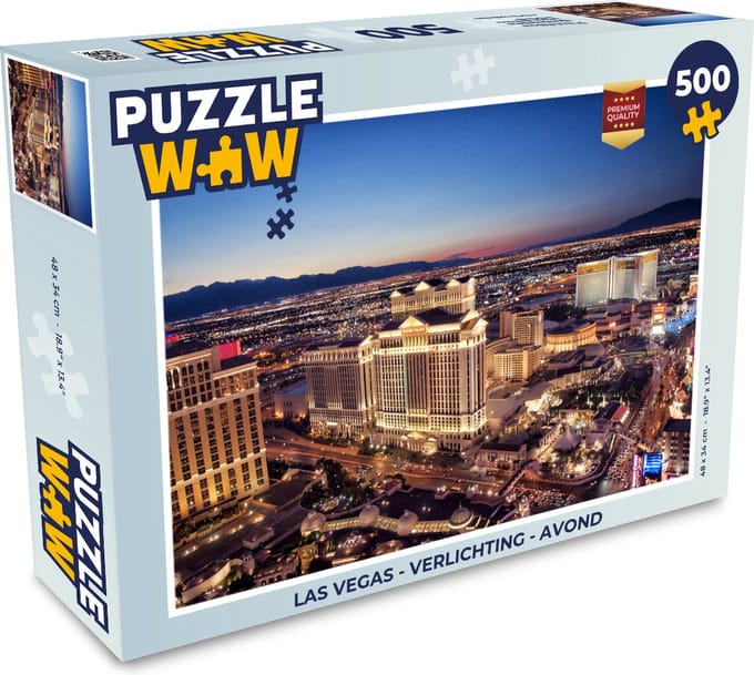 Puzzel Las Vegas - Verlichting - Avond - Legpuzzel - Puzzel 500 stukjes