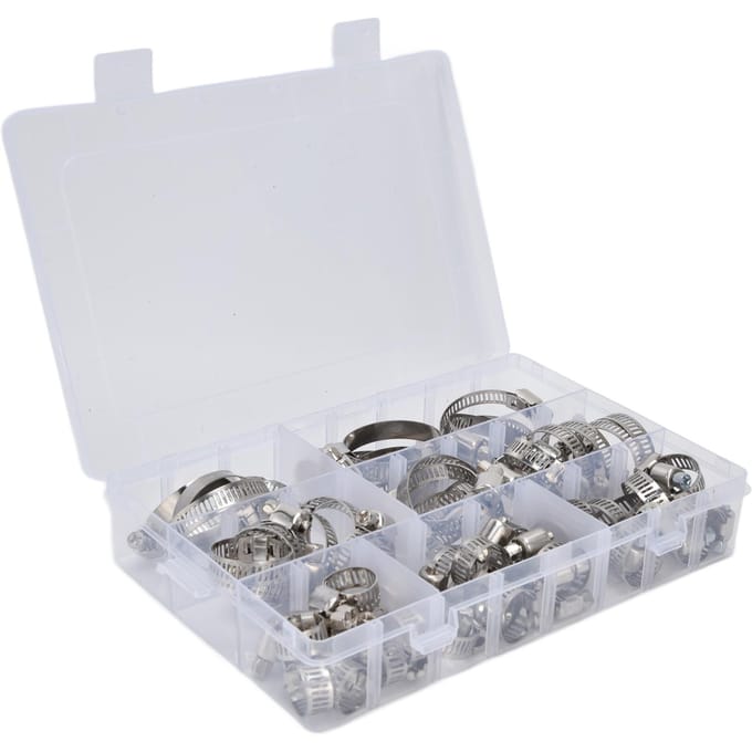 60 Stuks Slangklem RVS Verstelbaar Amerikaans Type Industriële Buisklemmen Set FS090001 white