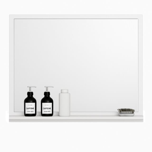 Badplaats Badkamerspiegel Oliver 60 x 12 x 50 cm - Wit - Spiegel met Houten Frame en Planchet