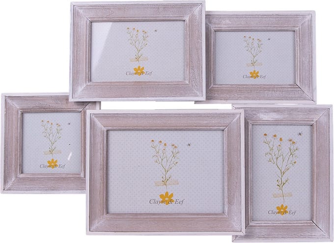 Clayre & Eef Fotolijst 15x10 cm Bruin Wit Hout