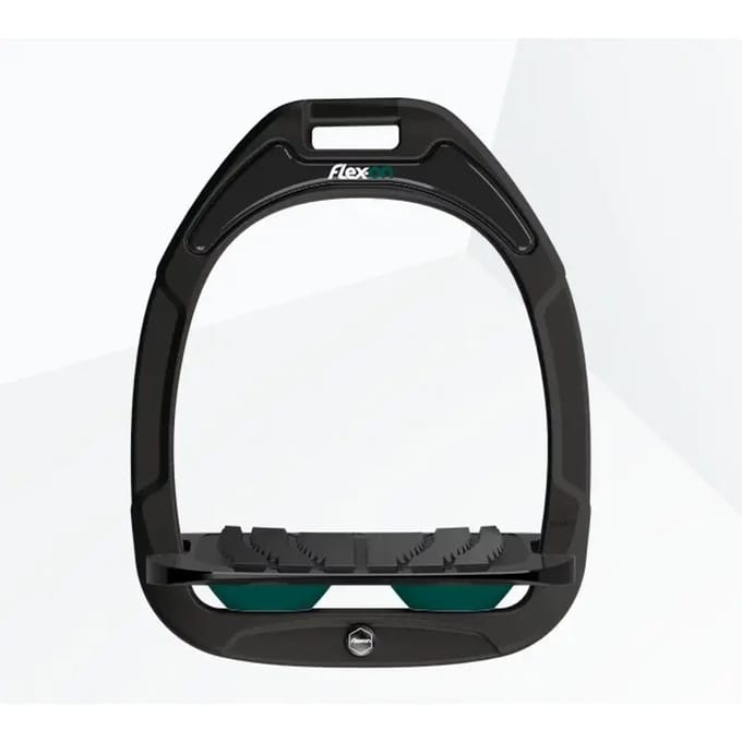 Zwart/zwarte/groene gekantelde grip stijgbeugels Flex-On Green Composite