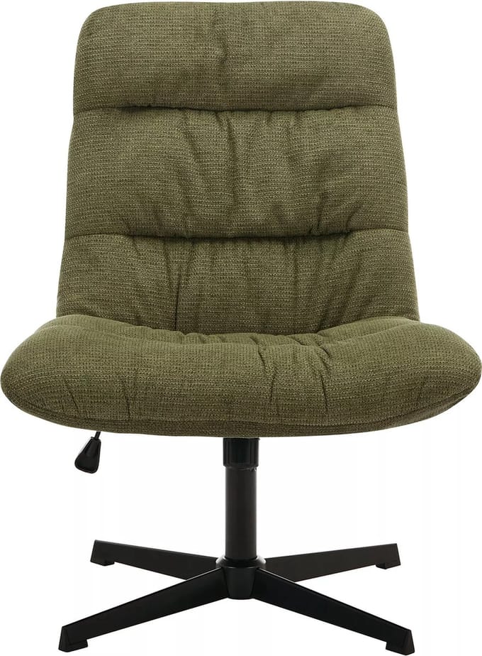 Vente-unique Draaifauteuil van groene gechineerde stof SELENDO