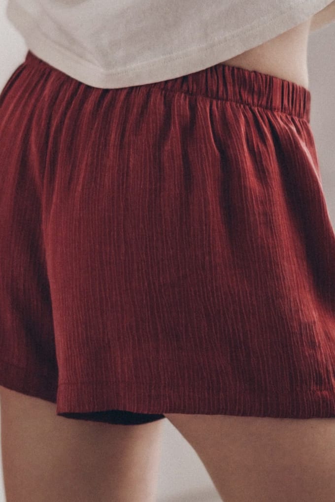 Mikuta The Red Crinkle Boxer Shorts Red Größe: M | Unterhosen Outlet | Damen | Rot