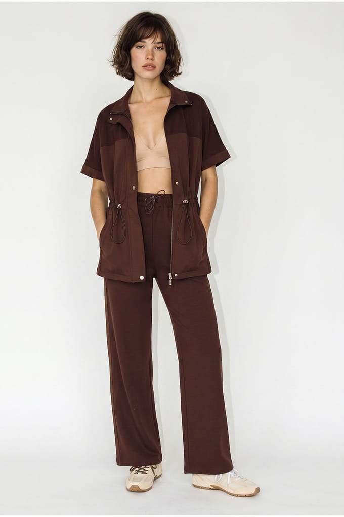 Effen Wijde-Benem Cardigan en Broek Set