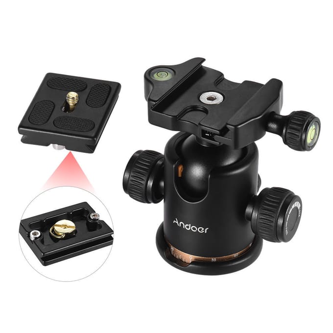 Camera Statief Balhoofd Balhoofd met Quick Release Plaat 1/4 Schroef black