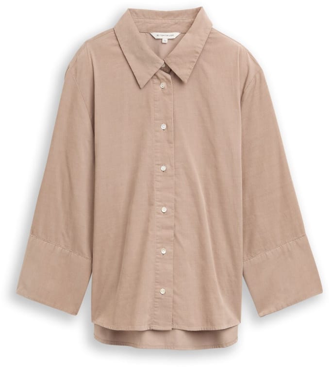 Tom Tailor - Losjes vallend corduroy overhemd blouse - Maat 46 - soft taupe grey