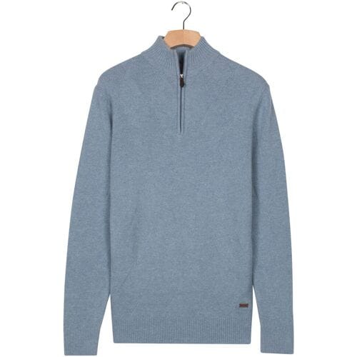 Baileys Trui Half Zip Extra Long Sleeve Front Argyle Jacquard Knit Faded Denim Blue / male