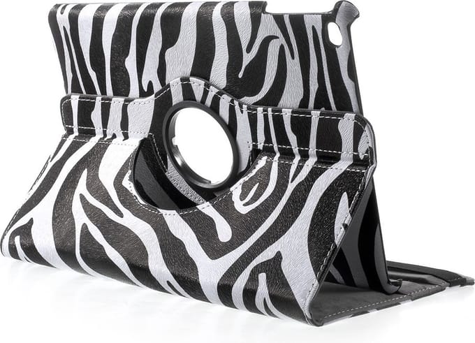 Peachy Zebra draaibare hoes standaard case geschikt voor iPad 2017 2018 - Zwart Wit