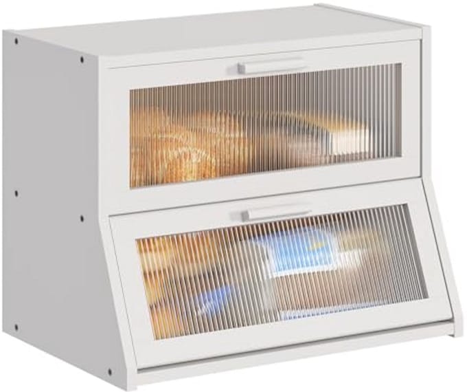 Grote Brooddoos - Keuken Container - Brood Opslag - Dubbellaags Ontwerp - 42 cm Breed - Wit