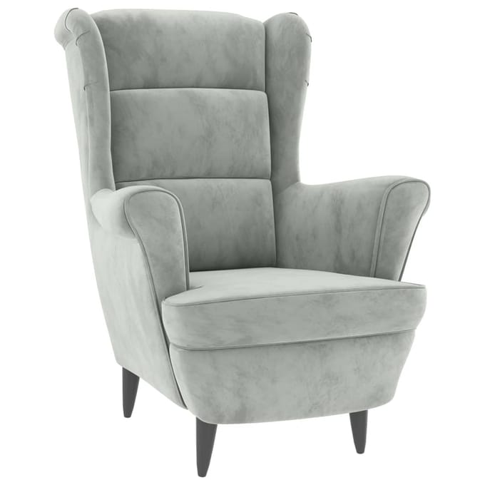 vidaXL - Fauteuil - met - voetenbank - fluweel - lichtgrijs