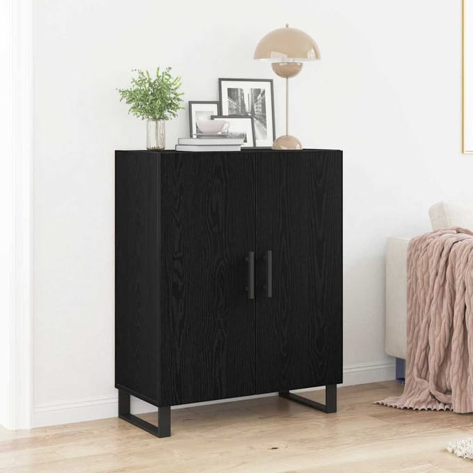 vidaXL - Dressoir - Zwart - Eiken - 69,5 - x - 34 - x - 90 - cm - Bewerkt - hout