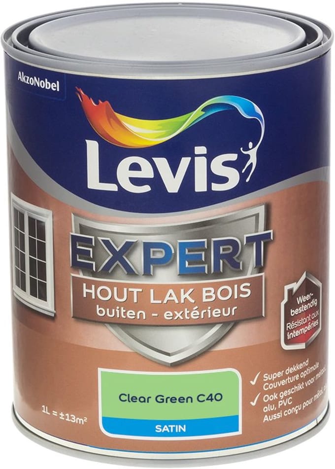 Levis - Expert Hout Lak Buiten Satin Mix - Clear Green C40 - Mengverf - 1 L