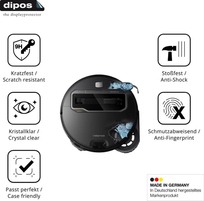 dipos – 2x Pantserfolie geschikt voor Roborock Saros Z70 | 9H Screenprotector