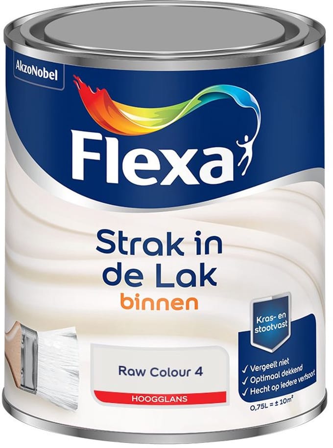 Flexa - Strak In De Lak Binnenlak Hoogglans - Raw Colour 4 - Mengverf - 750 Ml