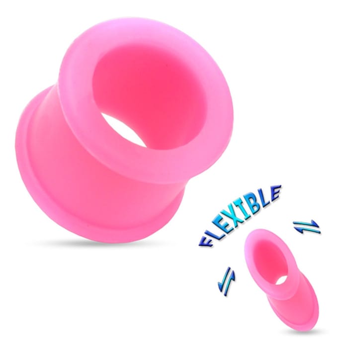 8 mm Double-flared Tunnel soft silicone roze ©LMPiercings
