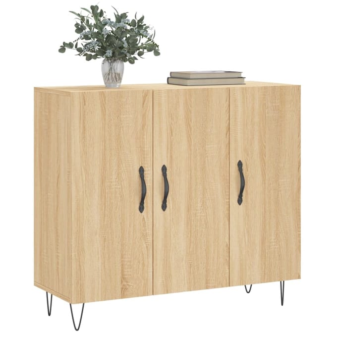 vidaXL - Dressoir - 90x34x80 - cm - bewerkt - hout - sonoma - eikenkleurig