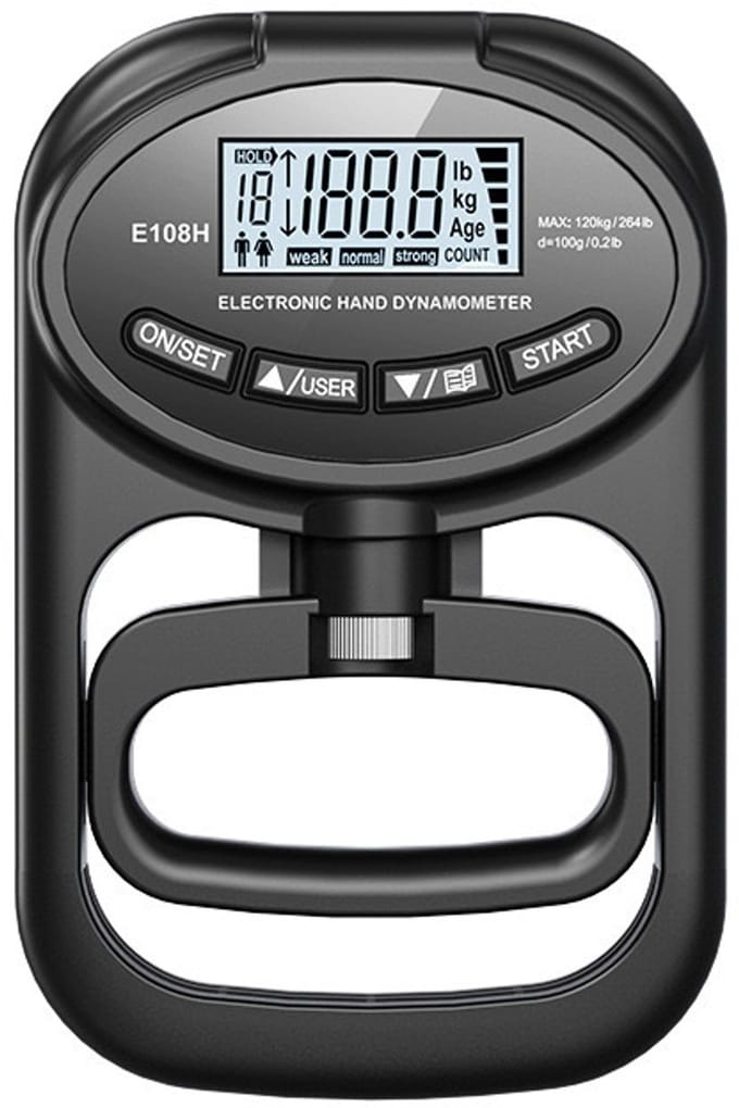 Digitale handkracht meter - Handdynamometer zwart, elektronisch, met USB oplaadkabel