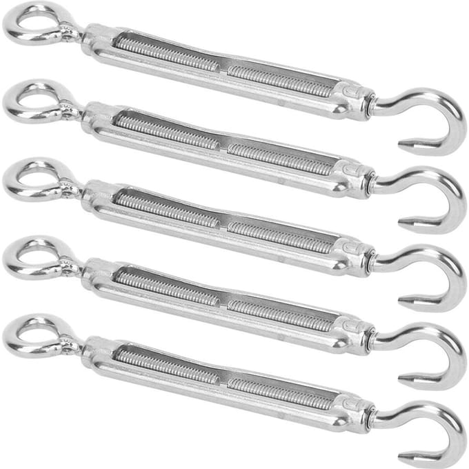 5 stuks 304 roestvrij staal staalkabel spanner spanner haak & oog spanschroef voor binnen buiten M4 white