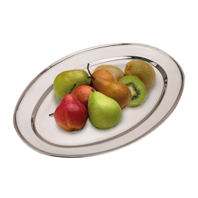 Excellent Houseware - Ovale Roestvrijstalen Dienblad - 44x29 cm