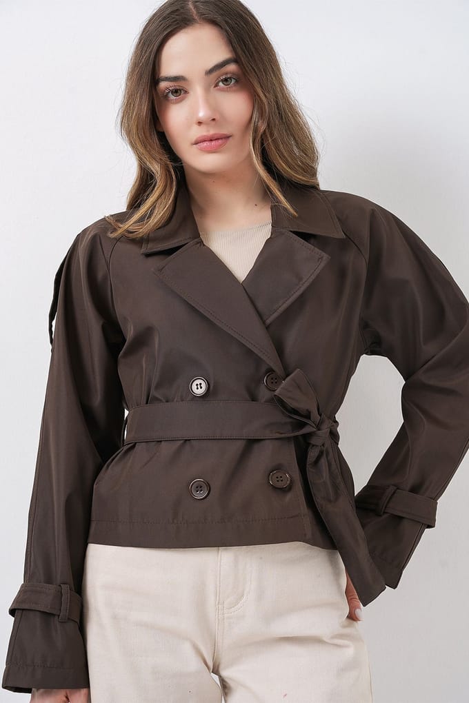 Korte Bouwde Trenchcoat