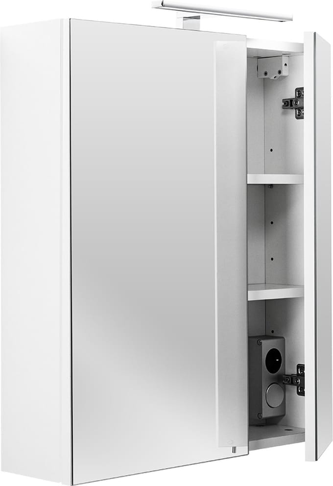 Spiegelkast badkamer met verlichting – 60 cm – met stopcontact – wit