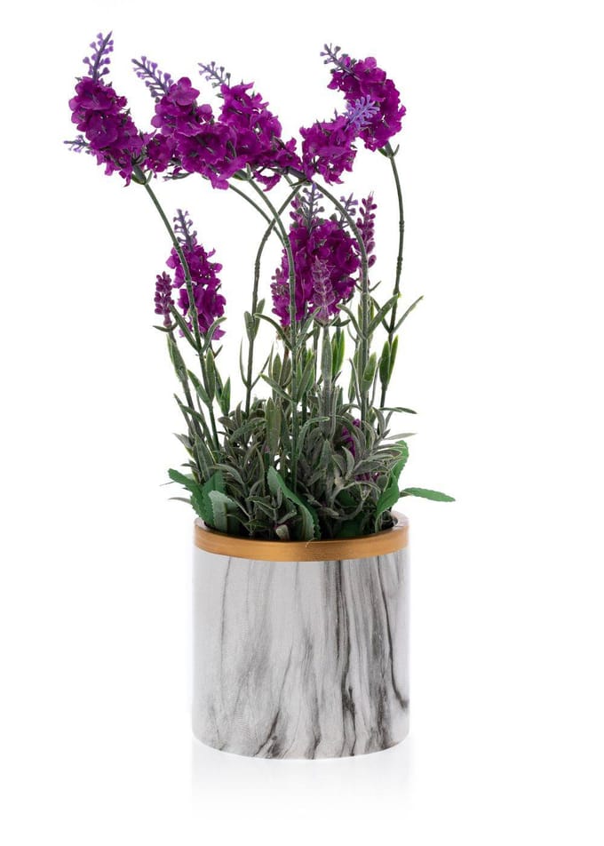 HowHomely - Sona Marbling - Bloempot - Wit Marmer - Handgeschilderd - 11 cm