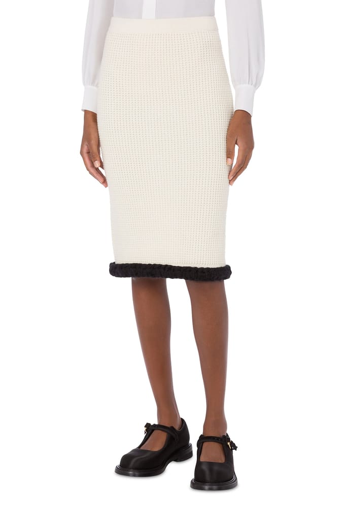 Moschino Superfine Lambswool Skirt White Größe: 46 | Midiröcke Outlet | Damen | Weiß