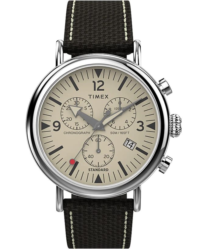 Timex Standard Chrono TW2V43800 Horloge - Textiel - Bruin - Ø 41 mm
