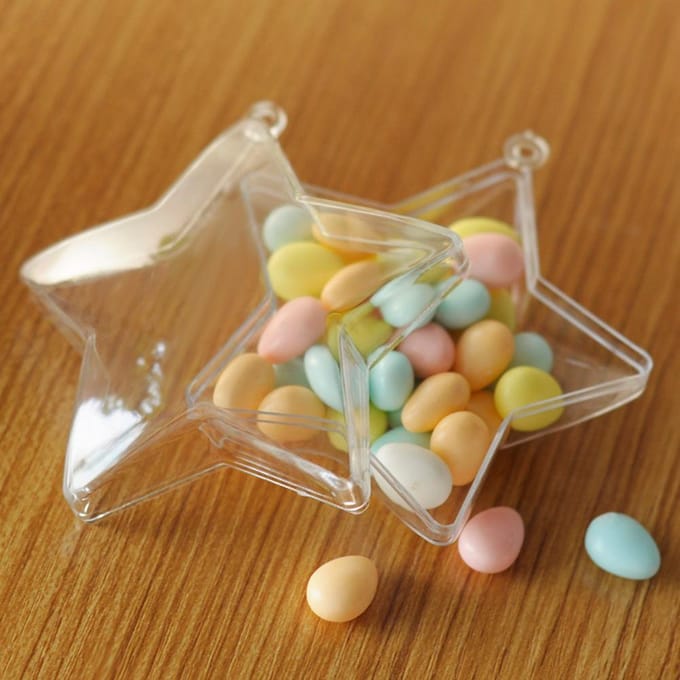 5 Stuks Transparante Bedankdoosjes Plastic Geschenkdoos Stervormige Snoepdoosjes voor Bruiloftsfeest white
