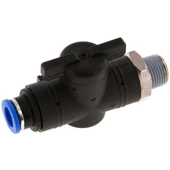10 mm - R3/8'' Kunststof/Messing rechte 2-Weg Kogelkraan