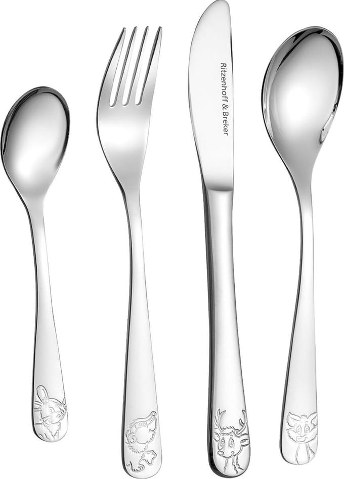 Kinderbesteck Waldtiere Set van 4