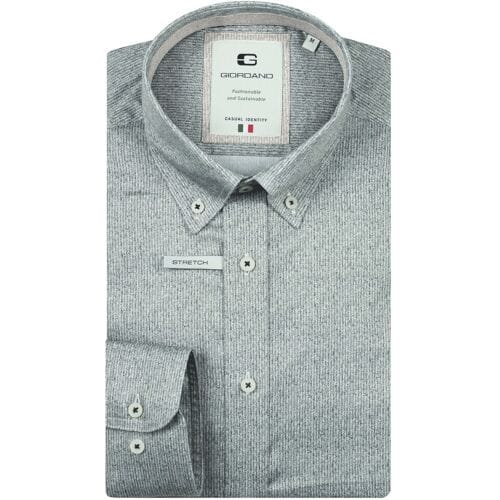 Giordano Overhemd Loretto Satin Stretch Micro Herringbone Donker Groen / male